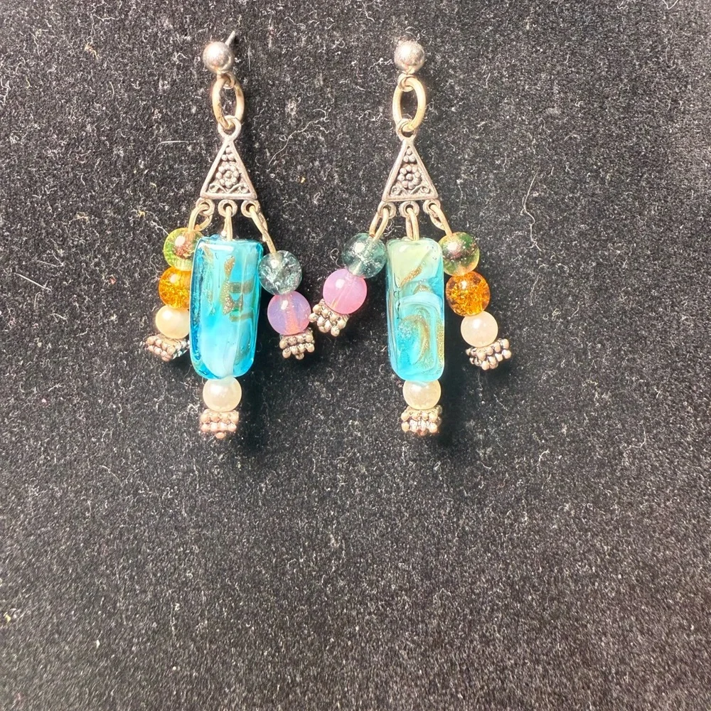 Elegant Multicolor .925 Dangle Earrings‎